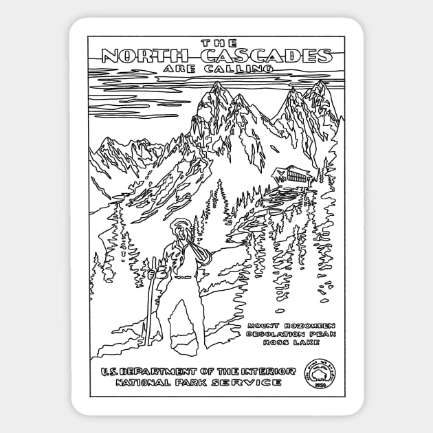 North Cascades Sticker by TheCosmicTradingPost